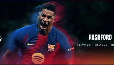 برشلونة يتعاقد مع المهاجم الإنجليزي راشفورد لمدة موسم واحد.