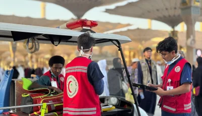  الهلال الأحمر يباشر مهامها الإسعافية في المسجد النبوي أثناء صلاة الجمعة