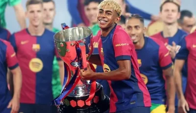 برشلونة يفاجئ جده لامين يامال بعد تجديد عقده واستلام قميص ميسي (فيديو)