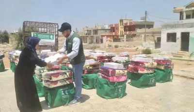 «سلمان للإغاثة» يوزّع مئات السلال الغذائية على النازحين في سوريا ولبنان