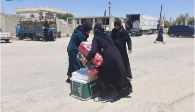 «سلمان الإغاثي» يوزّع 242 سلة غذائية للنازحين من محافظة السويداء إلى درعا