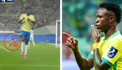 شاهد بالصور.. ماذا فعل فينيسيوس بمدافع كوريا الجنوبية!
