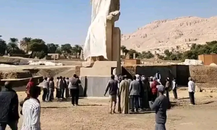 بحضور وزير السياحة والآثار .. إزاحة الستار عن تمثال أمنحتب الثالث بالأقصر