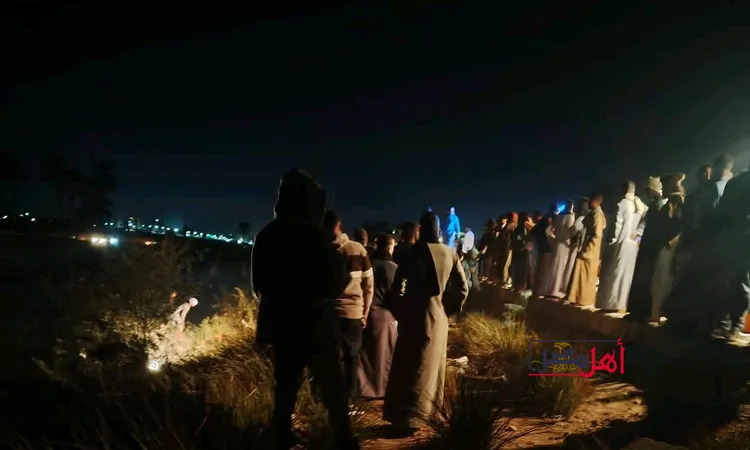 الصور الأولى من موقع حادث انقلاب ميكروباص داخل ترعة بقنا