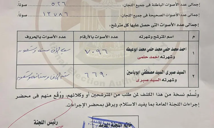 المؤشرات الأولية.. فوز المرشح أحمد حلمي بالدائرة الثالثة العاشر من رمضان